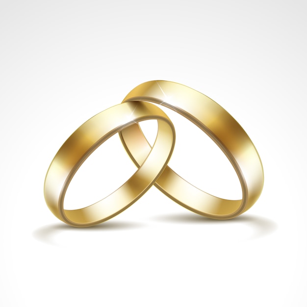 Vector anillos de bodas de oro aislados