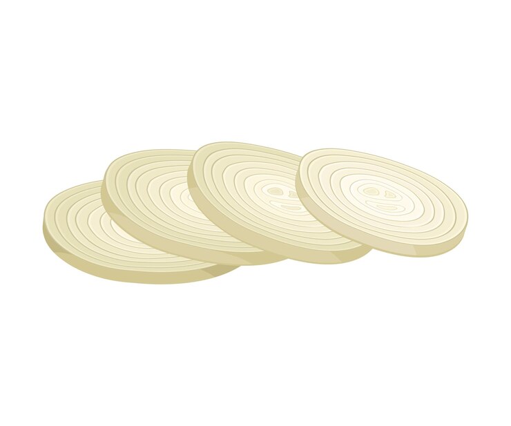 Vector anillos de cebolla artículo ilustrado vectorial cocina condimento orgánico bulbo de cebolla picado