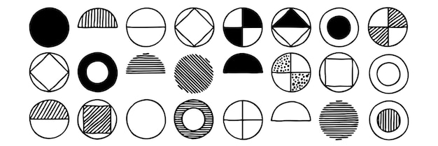 Vector anillos de diferentes texturas dibujados a mano.