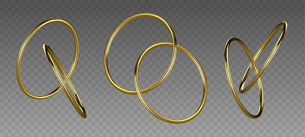 anillos de oro aislados sobre fondo transparente. Decorativo dorado