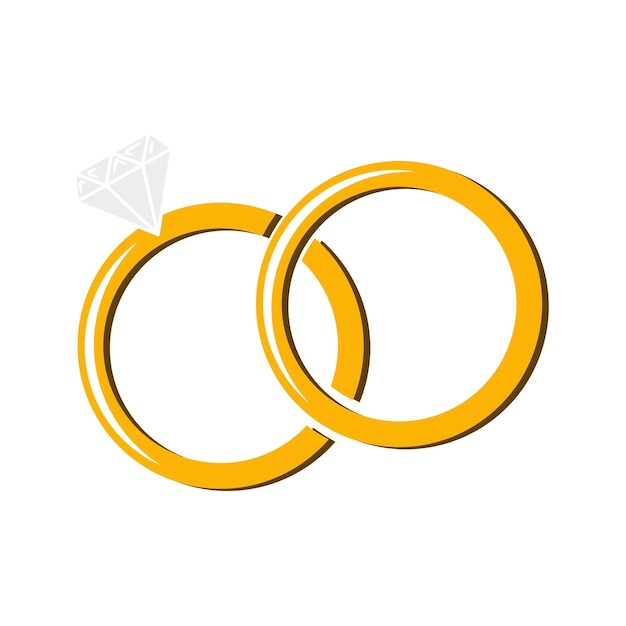 Anillos de oro de boda de compromiso Anillo con una ilustración de vector de diamante