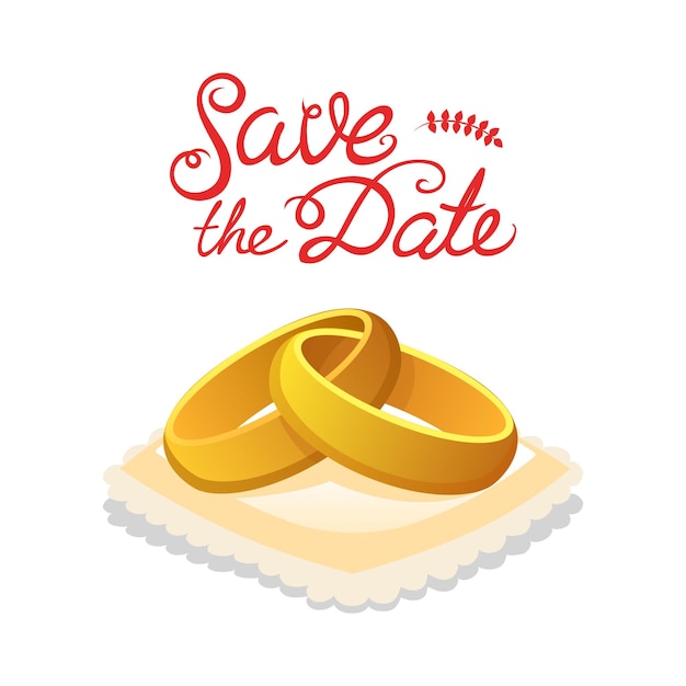 Anillos de oro de boda para la novia y el novio un símbolo de ilustración de vector de amor