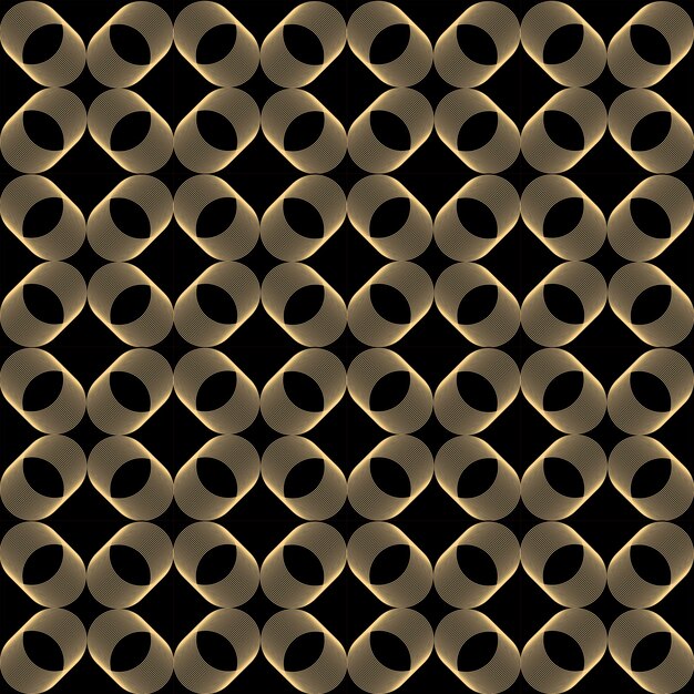 Anillos de oro sobre fondo negro vector patrón diseño patrón de fondo para diseño de tela