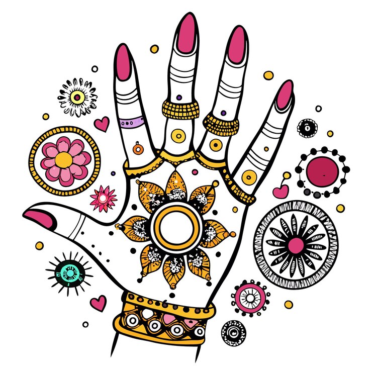 Vector anillos y pulseras de henna dibujados a mano diseño artístico de mehndi