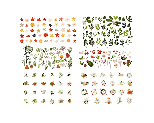 Animación abstract vectorial dibujada a mano Feliz Navidad y Feliz Año Nuevo elementos de ilustraciones de clipart
