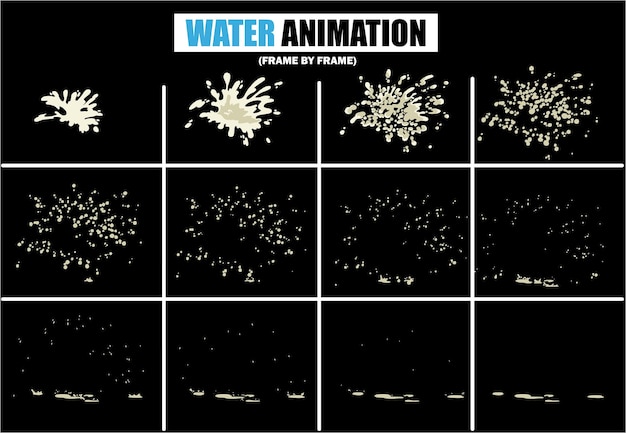 Animación de agua cuadro por cuadro ilustración de salpicaduras