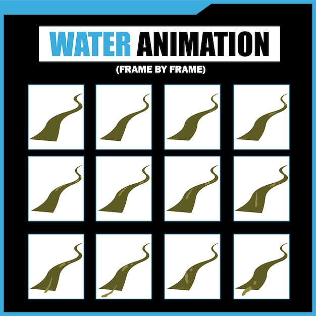 Animación de agua cuadro por cuadro de un río que fluye