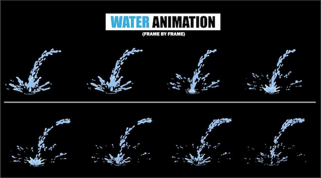 Animación de agua cuadro por cuadro salpicaduras y gráficos de movimiento