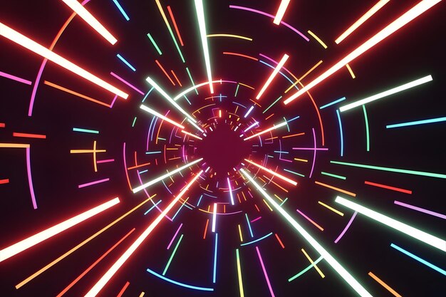 Animación en bucle sin costuras abstracta de tubos de luz brillantes de neón