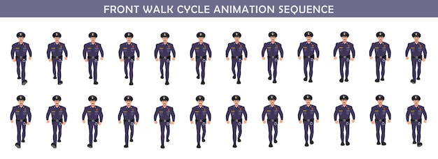 Animación del ciclo de paseo delantero