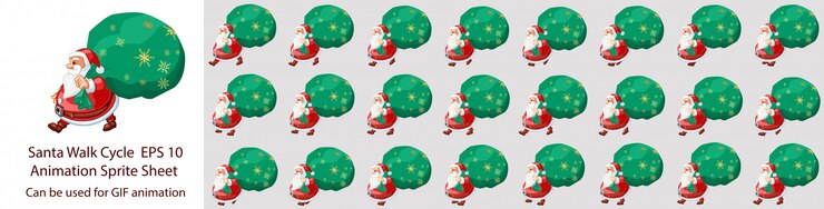 Vector animación del ciclo del paseo de papá noel
