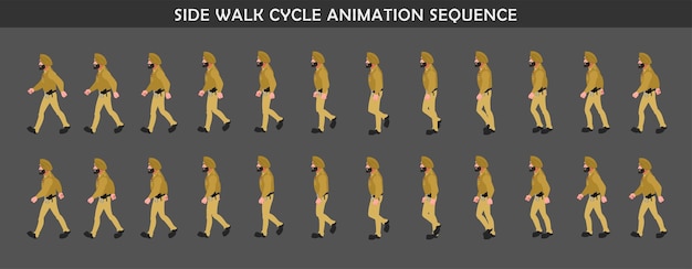 Animación de ciclos de paseo por la acera