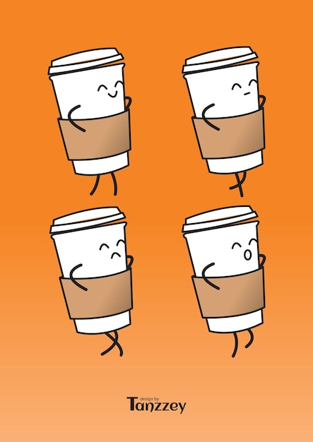 Animación de ilustraciones vectoriales para tazas de café y cartones