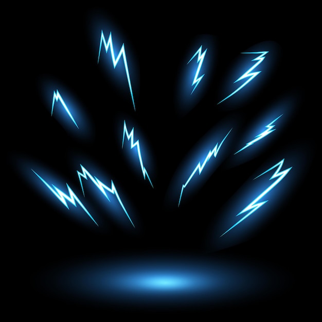 Animación de rayos de dibujos animadosRayo de tormenta azul brillante Ataque eléctrico Ataque mágico de electricidad