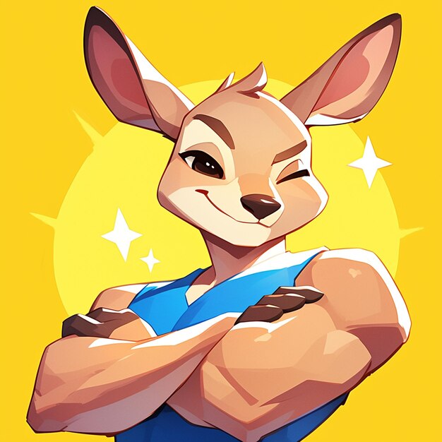 Vector un animado entrenador de fitness canguro al estilo de las caricaturas