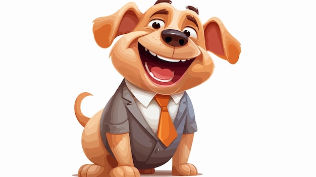 El animado gerente del perro se ríe en la ilustración vectorial