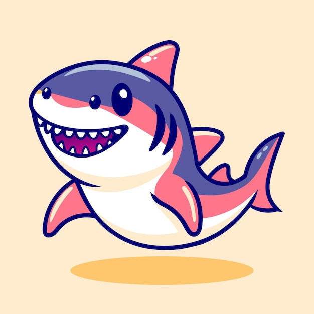 El animado tiburón de dibujos animados en fondo beige
