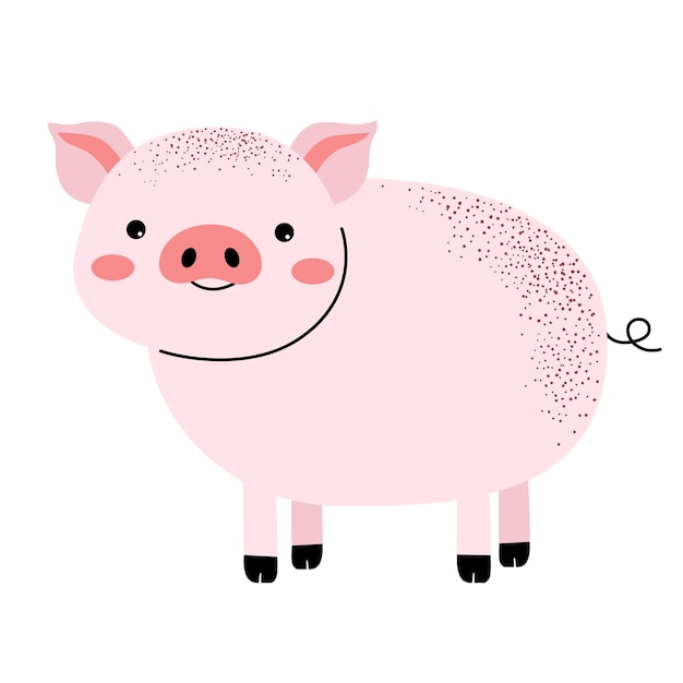 Animados animados de cerdos lindos Animales de granja Ilustración infantil Estilo infantil
