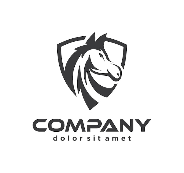 Animal Caballo escudo logo diseño símbolo Vector emblema