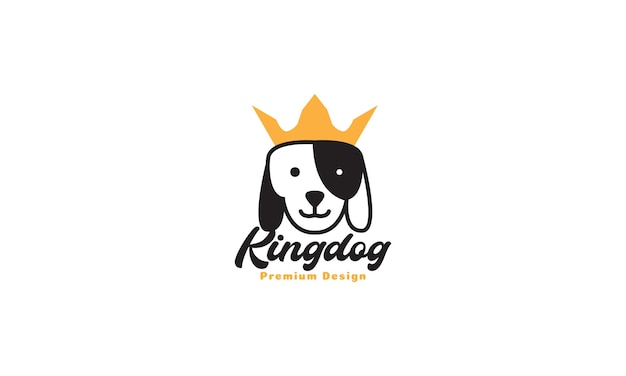 Animal cabeza mascotas perro con corona logo vector símbolo icono diseño ilustración