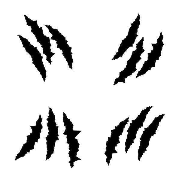 Animal Claw Mark Vector Pack Efectos de lágrimas de bestias salvajes en silueta negra