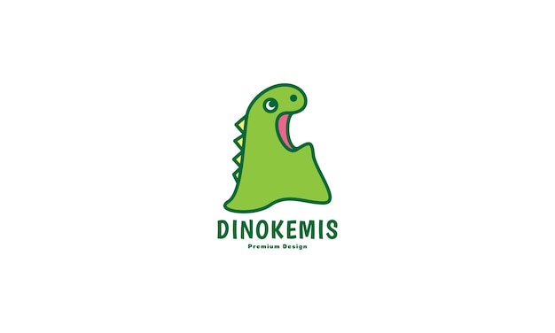 Animal dibujos animados rugido lindo dinosaurio verde logotipo diseño vector icono símbolo ilustración