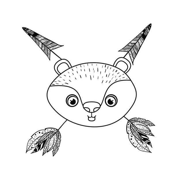 animal drawing style boho icon vector illustration gráfico