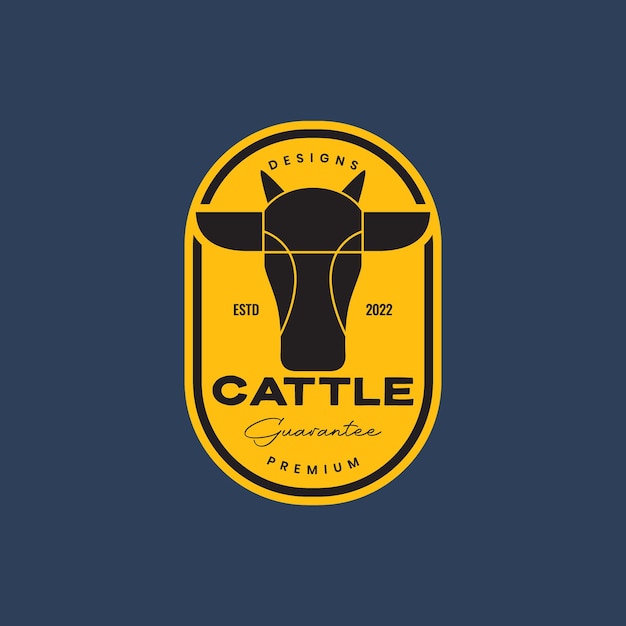 Animal ganado ganado vacas cabeza leche carne de res insignia geométrica vintage logo diseño vector