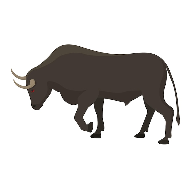 Animal de granja de vaca o toro aislado en ilustración de vector blanco