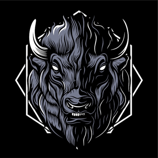 Animal head - bull - buffalo logo / icon illustration mascot