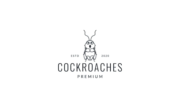 Animal insecto cucaracha líneas simples lindo dibujos animados logo vector icono ilustración diseño