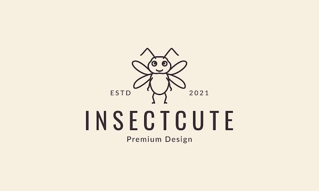 Animal insecto pequeño escarabajo lindas líneas de dibujos animados diseño de logotipo vector icono símbolo ilustración