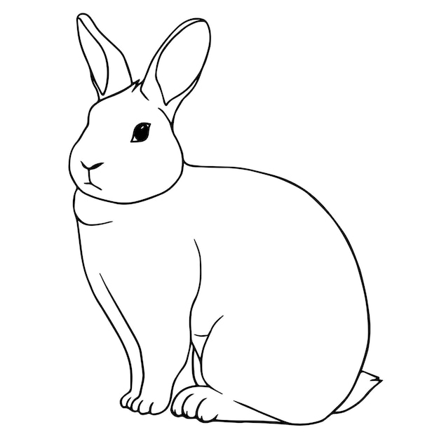 Animal de liebre conejo en ilustración lineal vectorial dibujado a mano