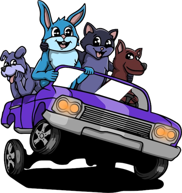 Animal lowrider car gangs logo vector arte