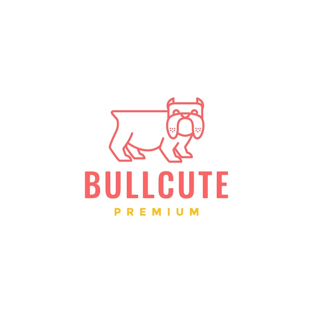 Animal mascotas amigo perro bulldog líneas lindas arte mínimo diseño de logotipo vector icono ilustración