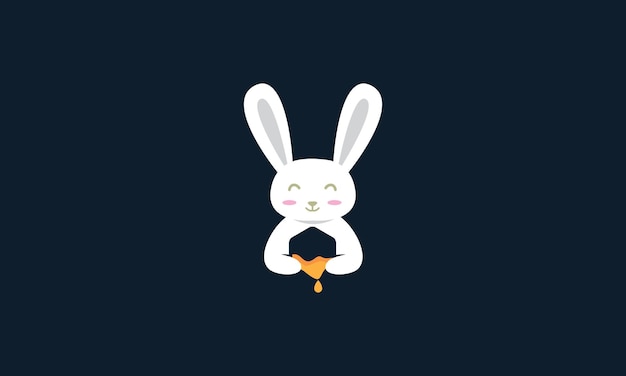 Animal mascotas conejo conejito lindo con miel logo vector icono diseño