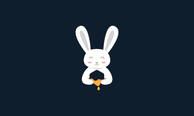 Animal mascotas conejo conejito lindo con miel logo vector icono diseño