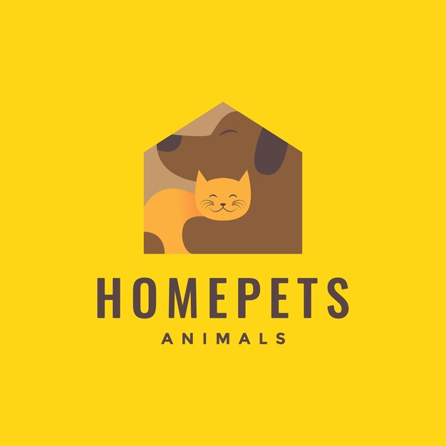 Animal mascotas gato perro hogar tienda de mascotas colorido moderno mascota logotipo diseño vector