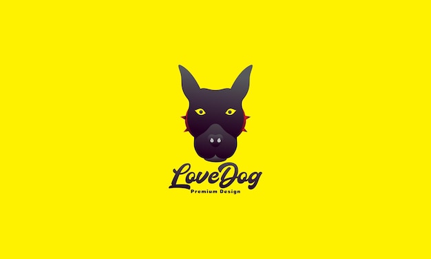 Animal mascotas perro americano pit bull terier negro abstracto cabeza logotipo diseño vector icono símbolo gráfico ilustración