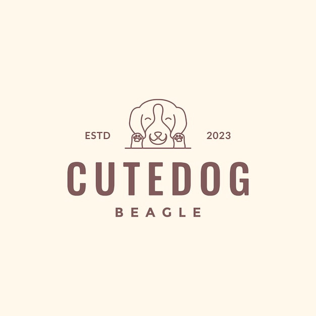 Animal mascotas perro beagle mascota línea arte simple hipster logo diseño vector