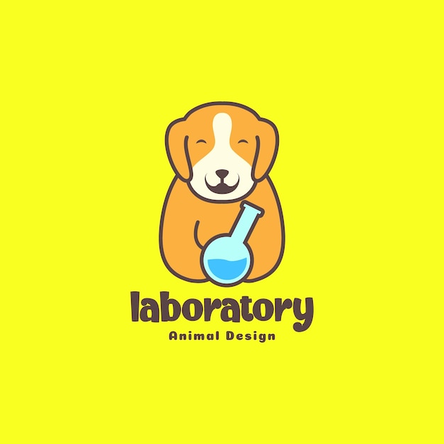 Animal mascotas perro cachorro laboratorio vidrio mascota dibujos animados logotipo diseño vector