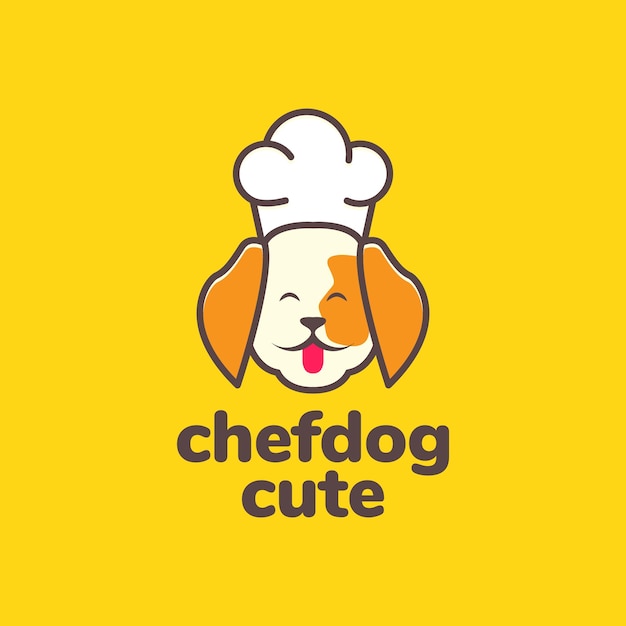 Animal mascotas perro chef sombrero cocina mascota lindo logo diseño vector