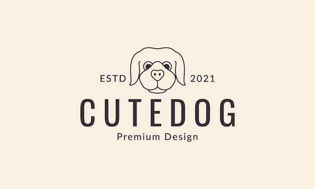 Animal mascotas perro dibujos animados lindo Labrador Retriever cabeza líneas logotipo diseño vector icono símbolo gráfico ilustración