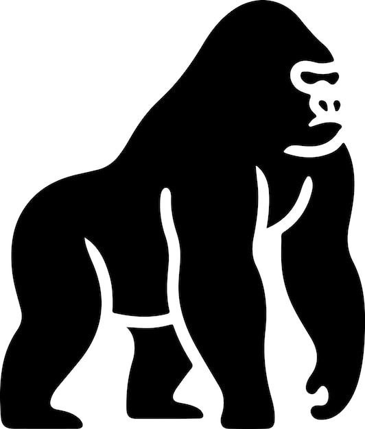 un animal mínimo y simple silueta vectorial de gorila silueta de color negro fondo blanco 9