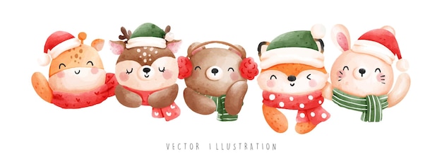 Animal de Navidad, ilustración vectorial de Navidad