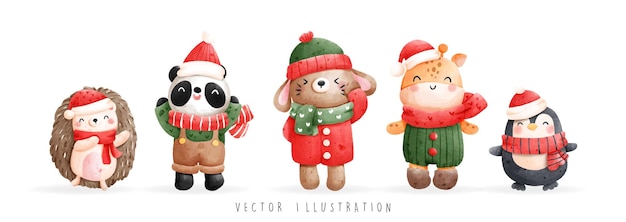 Animal de Navidad, ilustración vectorial de Navidad