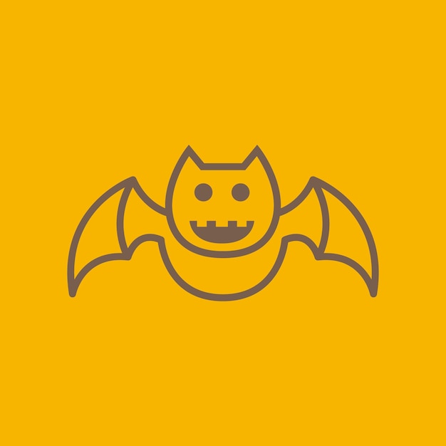 Animal nocturno murciélago gordo mosca noche mascota linda sonrisa minimalista moderno diseño de logotipo