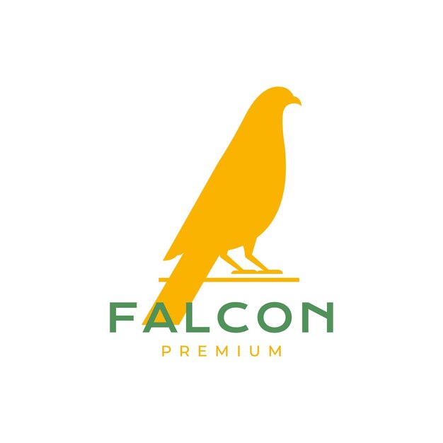 Animal pájaro halcón encaramado cola larga mirando presa vector de diseño de logotipo moderno