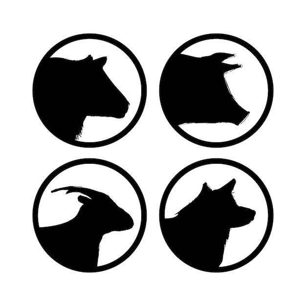 animal perro cerdo cabra oveja silueta logo símbolo