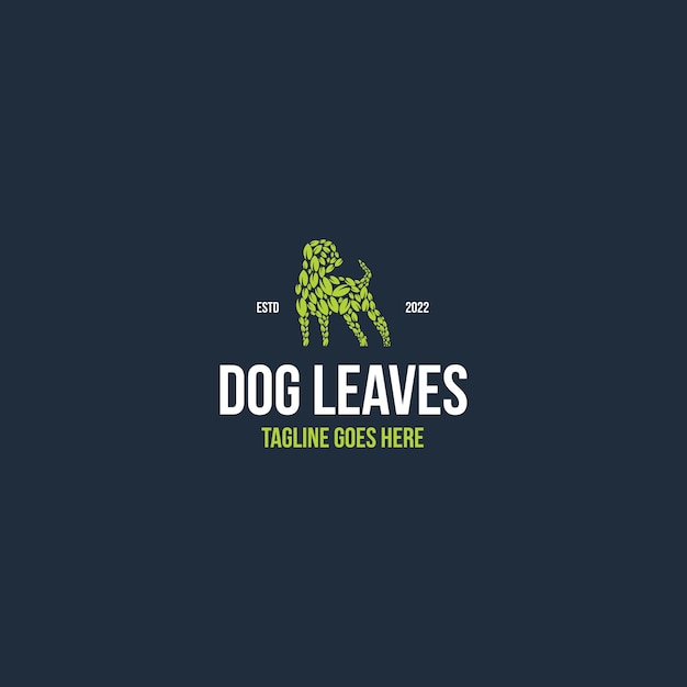 Animal de perro creativo con inspiración en el diseño del logotipo de hojas